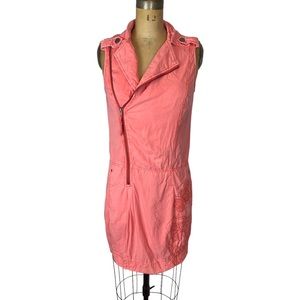 Desigual Washed Coral Moto Style Embroidered Mini Dress Size 40